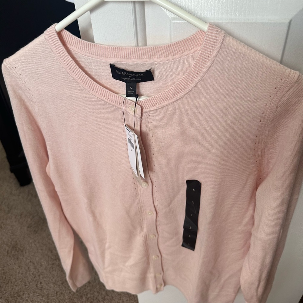 Banana Republic Pink Cardigan Sweater Fine Knit